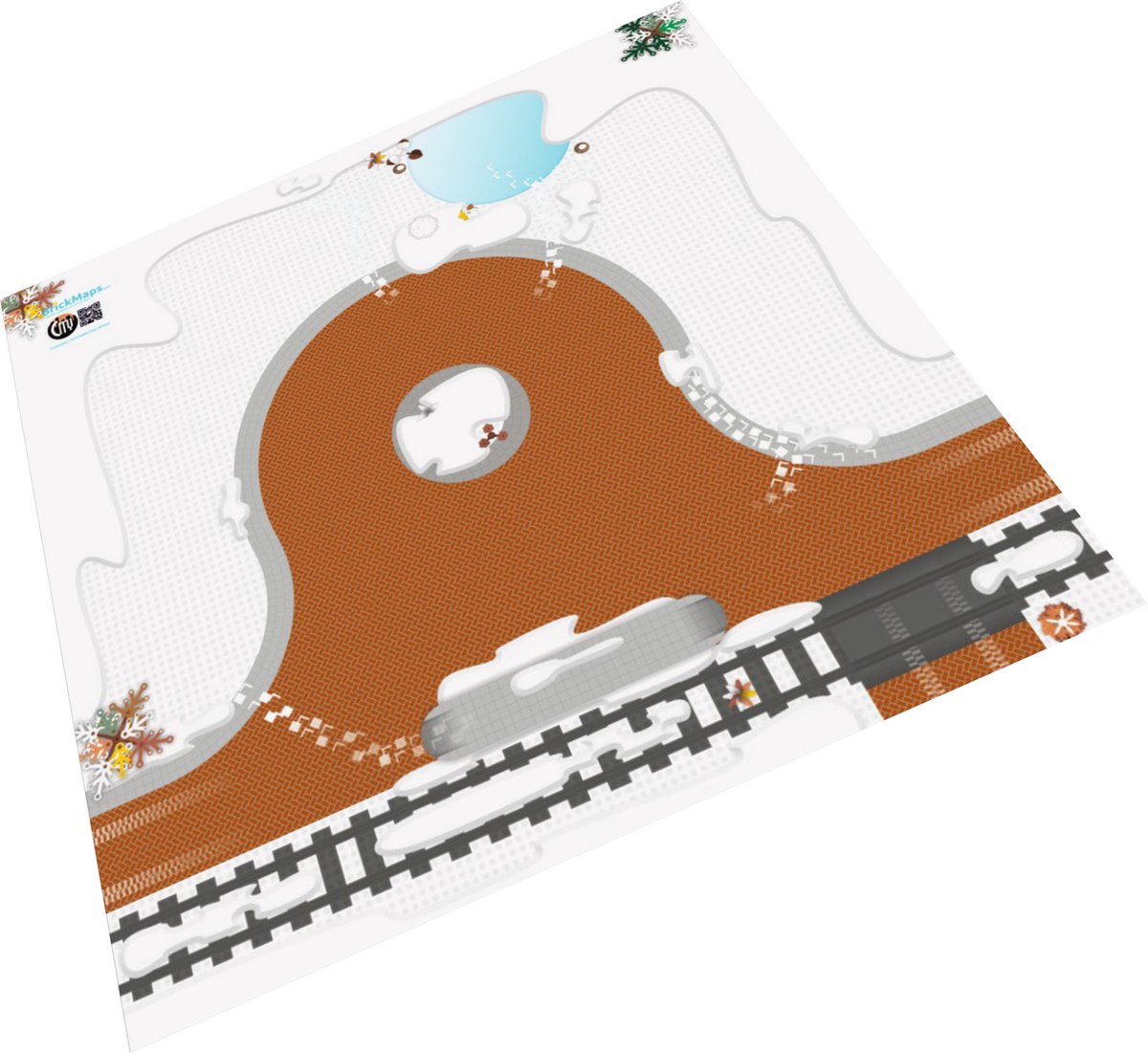 BrickMaps 32333008 - City - Cosy Winter - Wegplaat speelmat geschikt voor LEGO Kerst - Formaat gelijk aan 3x3 bouwplaat